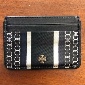 Tory Burch black Gemini link cardholder wallet